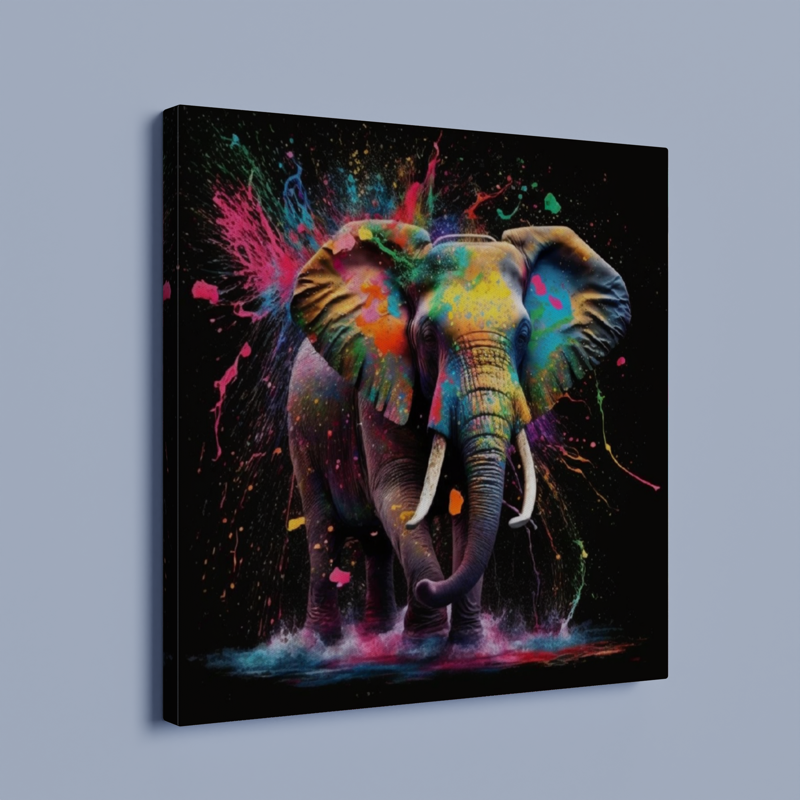 Colorful Elephant Canvas Print - Vibrant Abstract Wall Art, Modern Animal Art