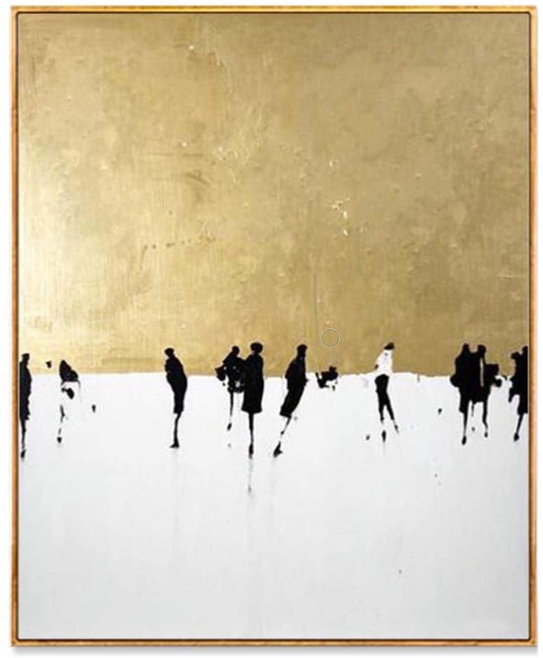 LARGE Gold White Wall Art, Golden Horizon - Modern Abstract Impasto Oil Painting on Canvas for Living Room