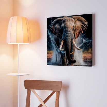 Elephant in water, Stretched Printed Canvas, Unique Wall Art Print {{ shop_name }}Prints animal pictures Animal Print Bright Home Decor canvas print canvas wall art colorful wall art Elephant Art elephant painting elephant photo art elephant pop art giclée prints Gift for Animal Lovers large canvas print Modern Art modern art print print on canvas ready to hang canvas stretched canvas art Vibrant Wall Art wall art prints Wildlife Decor