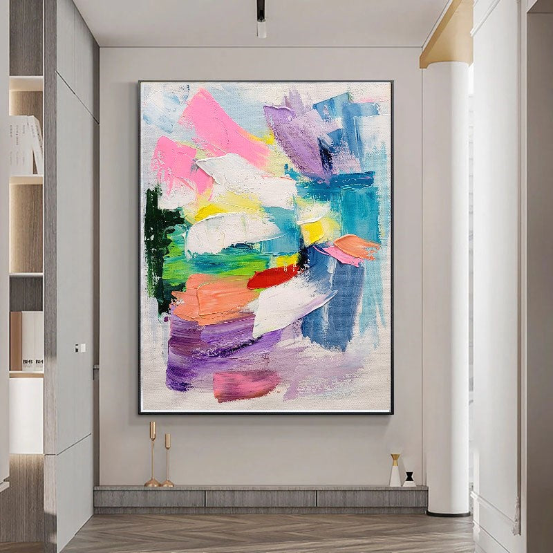 LARGE Pastel Colors Art, Abstract Impasto Oil Painting on Canvas, Modern Wall Art for Living room