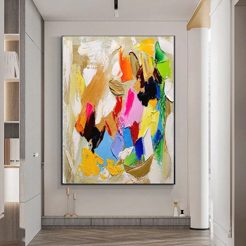 Modern Abstract Impasto Oil Painting on Canvas, Colorful Contemporary Art for Living room