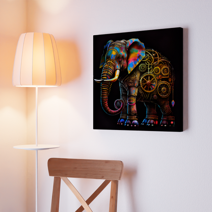 Mechanical Elephant / Stretched Printed Canvas / Unique Wall Art Print