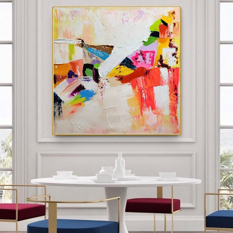 LARGE Modern Abstract Art, Colorful Impasto Oil Painting on Canvas, Vibrant Contemporary rt for Living room