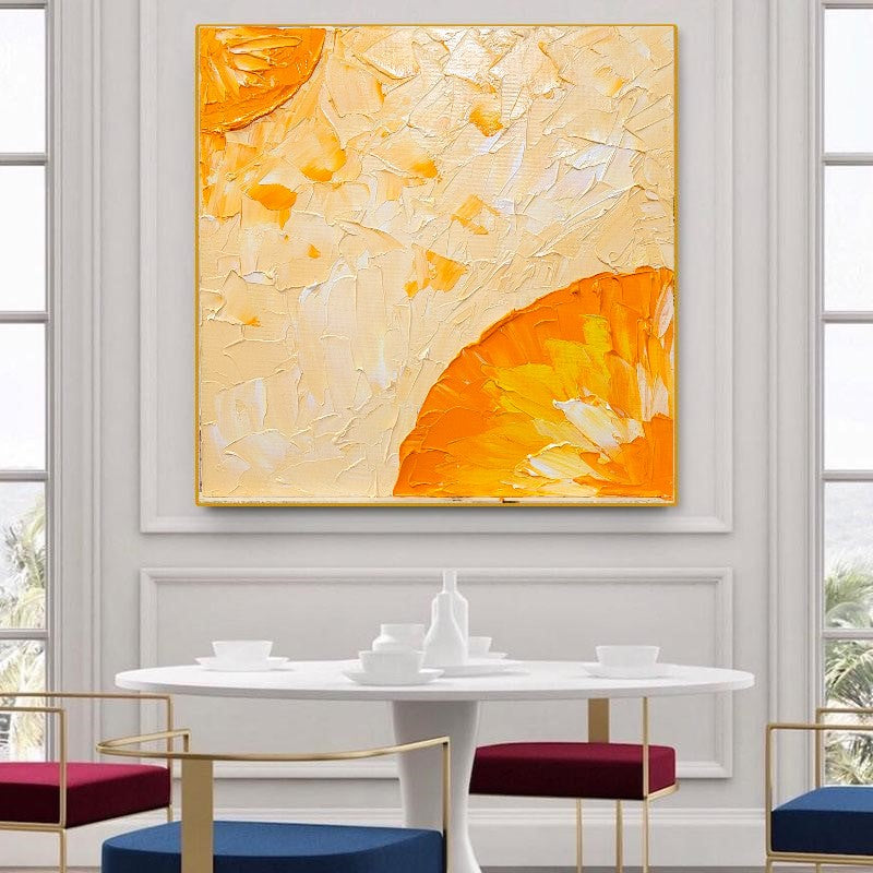 LARGE Abstract Impasto Oil Painting on Canvas, Orange Painting, Minimalist Art, Contemporary Wall Decor