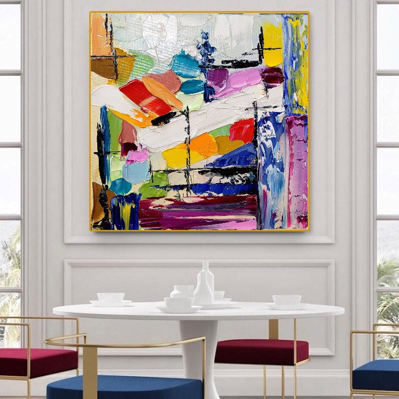 Large Abstract Paintings for living room, Impasto Oil Painting on Canvas, Colorful Modern Wall Art, Unique Painting