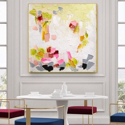 Modern Abstract Impasto Oil Painting on Canvas, Floral Art, Unique Handmade Art for Living room