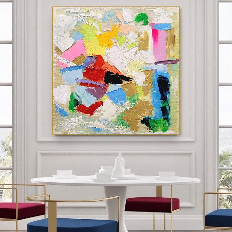 LARGE Abstract Impasto Oil Painting on Canvas, Vibrant Modern Wall Art for Living room