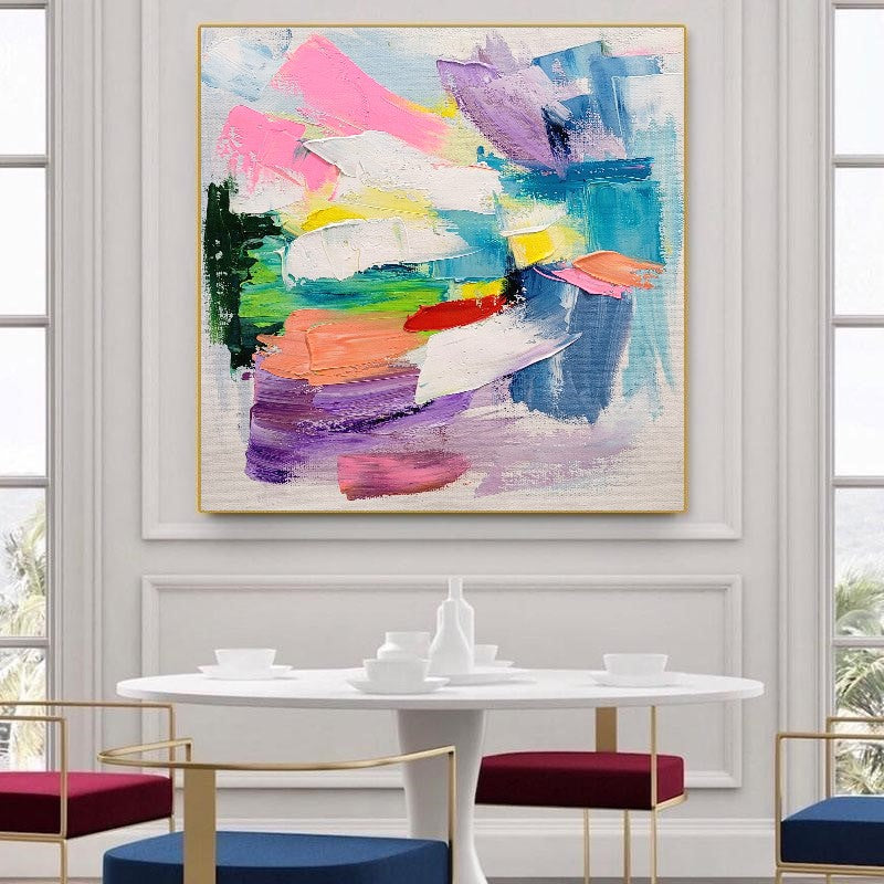 LARGE Pastel Colors Art, Abstract Impasto Oil Painting on Canvas, Modern Wall Art for Living room