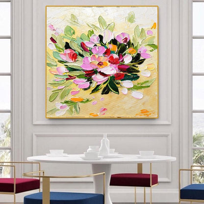 LARGE Floral Impasto Oil Painting on Canvas, Textured Abstract Flowers, Colorful Modern Wall Art Decor