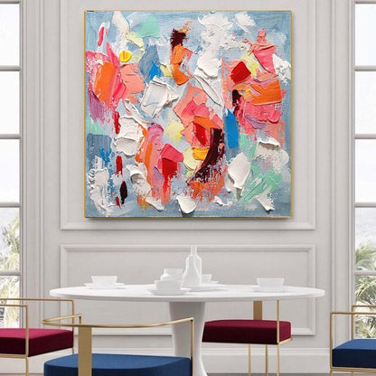 Colorful Chaos - Modern Abstract Impasto Acrylic Painting on Canvas, Vibrant Color Textured Wall Art