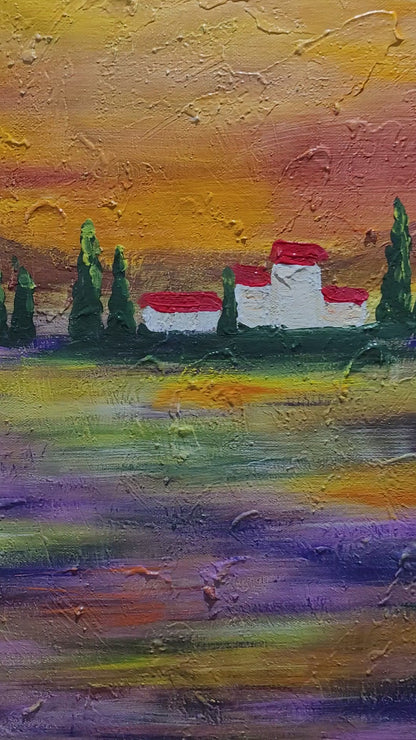 abstract landscape painting, impasto art, modern art, contemporary art, original painting, textured painting, wall art, oil painting, canvas art, sunset painting, serene landscape, Mediterranean landscape, expressionist art, handmade, palette knife painting, home decor, art collector, unique gift, vibrant colors, fine ar