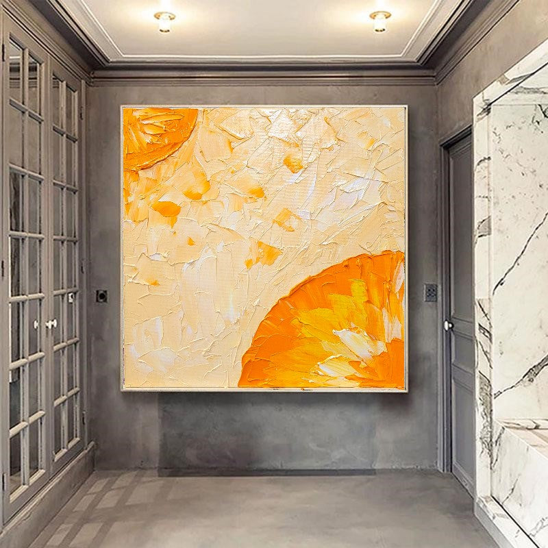 LARGE Abstract Impasto Oil Painting on Canvas, Orange Painting, Minimalist Art, Contemporary Wall Decor