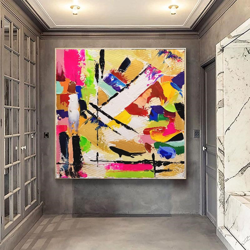 Large Abstract Paintings for living room, Impasto Oil Painting on Canvas, Colorful Modern Wall Art, Unique Painting