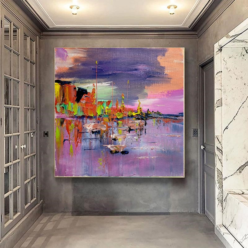 LARGE Abstract Impasto Oil Painting on Canvas, Mediterranean Seashore, Modern Wall Art for Bedroom, Living room – Large – Oil on Canvas – {{ product.title }} canvas artwork by Tanya Mirelle – modern wall decor – original artwork for home, living room, office, or gallery – original artwork by BETSY-ART GALLERY