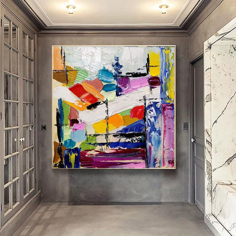 Large Abstract Paintings for living room, Impasto Oil Painting on Canvas, Colorful Modern Wall Art, Unique Painting