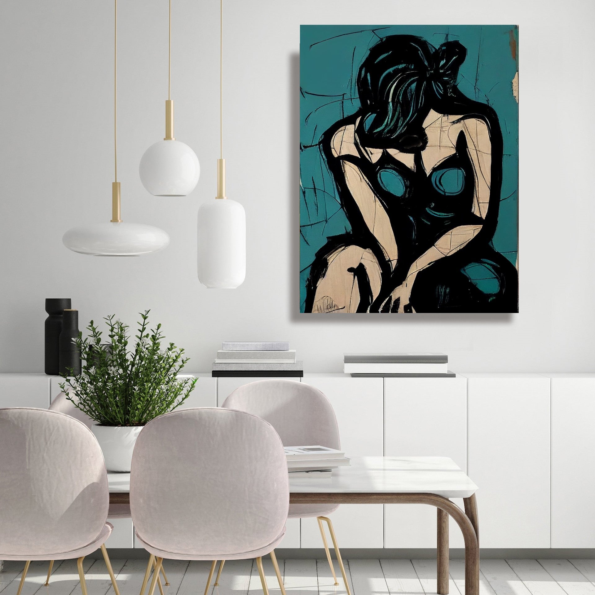 Abstract Sad Woman, Picasso Art - Large Modern Wall Art Print on Canvas {{ shop_name }}Prints abstract peoples abstract woman art collection black and blue canvas print canvas wall art digital print female figure geometric design giclée prints large canvas print love and frendship minimalist art modern interiors movie painting nude figure peoples painting picasso painting pop art print portrait art print on canvas ready to hang canvas sophisticated decor stretched canvas art wall art prints