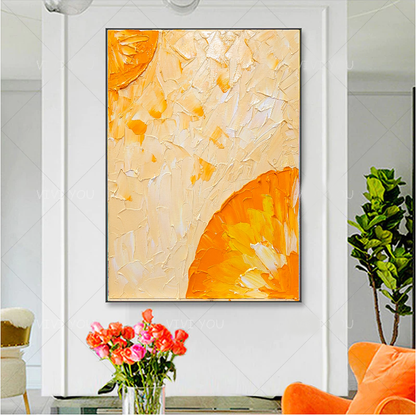 LARGE Abstract Impasto Oil Painting on Canvas, Orange Painting, Minimalist Art, Contemporary Wall Decor