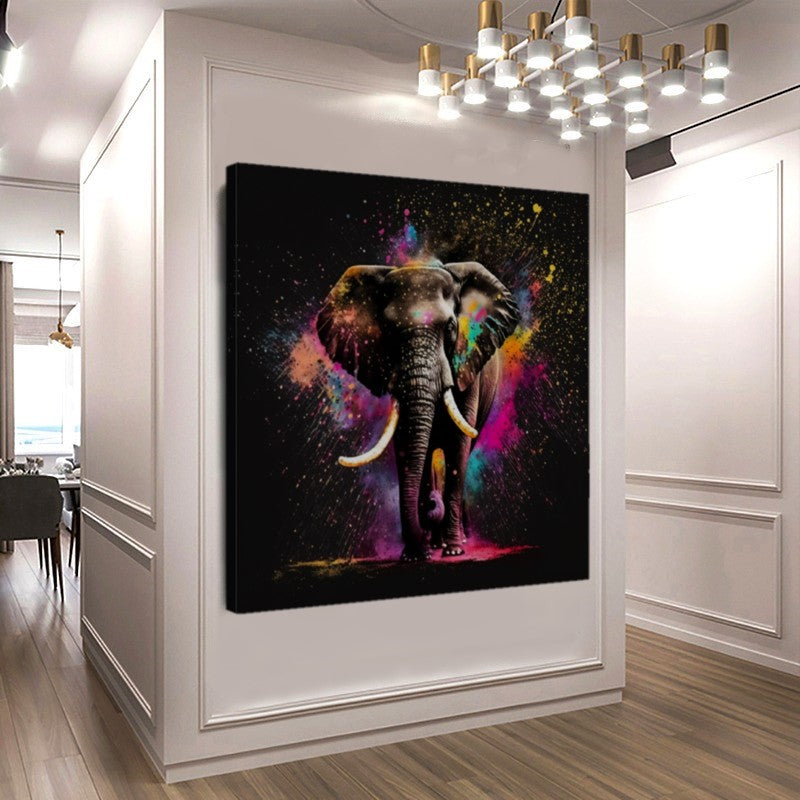 Vivod Colorful Elephant - Stretched Printed Canvas - Unique Wall Art Print