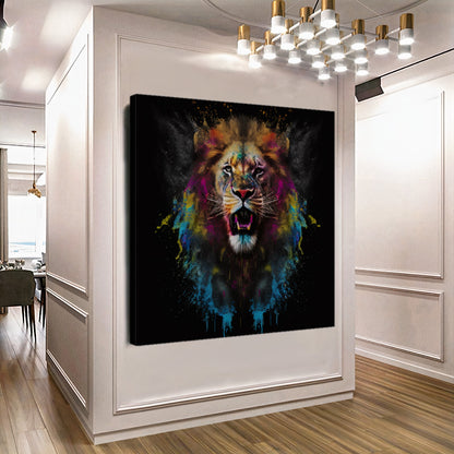 Graffti Colorful Lion - Stretched Printed Canvas - Unique Wall Art Print