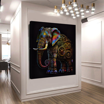 Mechanical Elephant / Stretched Printed Canvas / Unique Wall Art Print