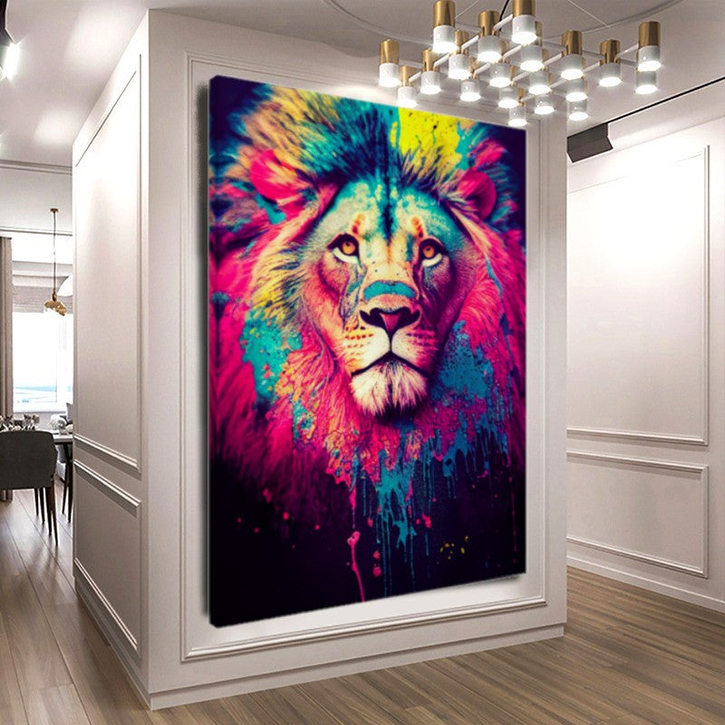 Colorful Lion Canvas Print - Large Print on Canvas, Modern Animal Art Print {{ shop_name }}Prints Abstract art work abstract lion Animal Print animals pictures Bright Home Decor canvas print canvas wall art colorful lion colorful wall art giclée prints Gift for Animal Lovers Graffiti Lion Print large canvas print large wall art lion painting Lion Wall Decor Modern Art Pop Art Lion print on canvas ready to hang canvas stretched canvas art Vibrant Lion Art Vibrant Wall Art wall art prints Wildlife Decor