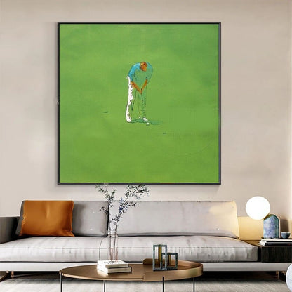 LARGE Modern Abstract Golf Painting on Canvas, Green Painting, Golf Man Art, Modern Interior Design, Sports Art for Office