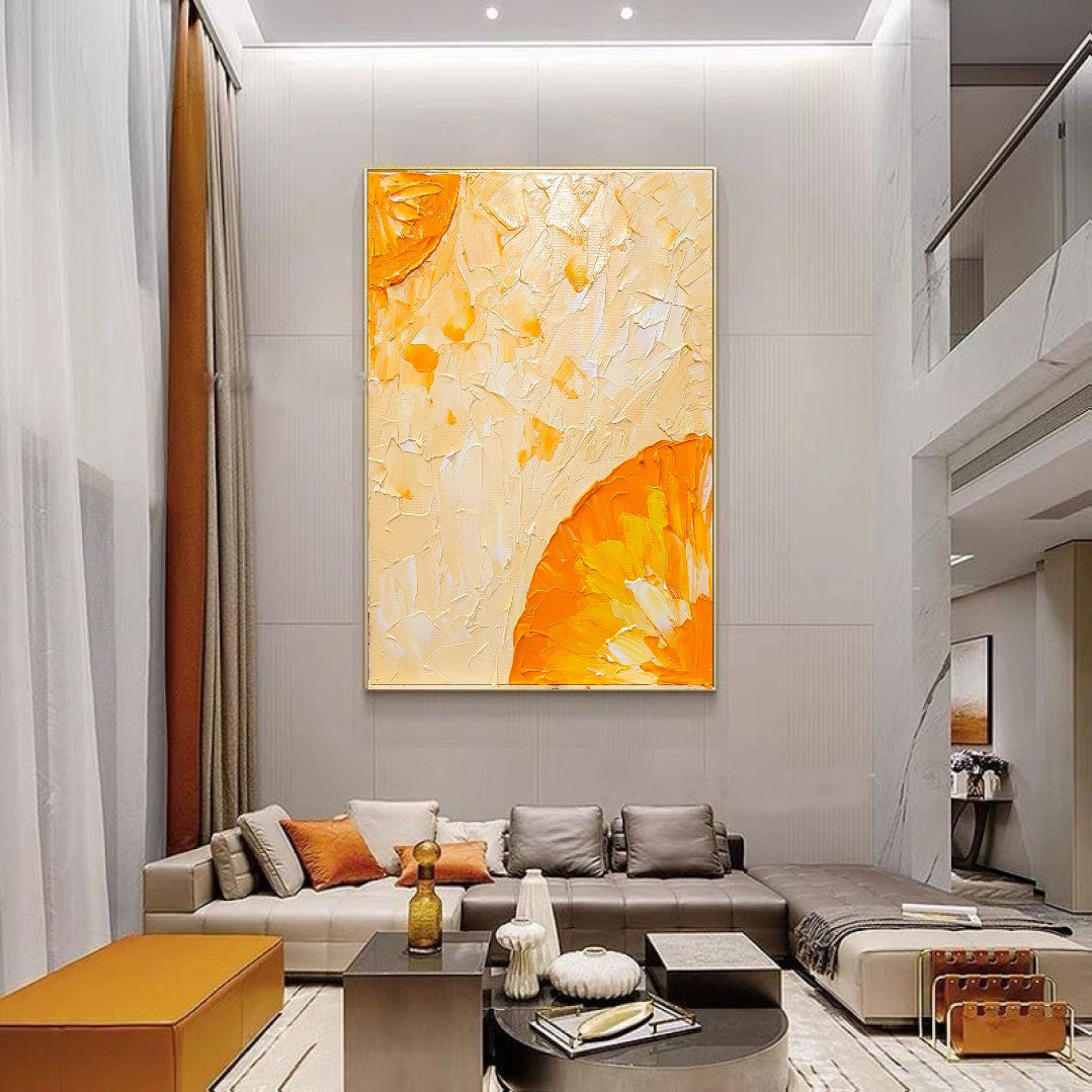 LARGE Abstract Impasto Oil Painting on Canvas, Orange Painting, Minimalist Art, Contemporary Wall Decor