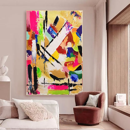 Large Abstract Paintings for living room, Impasto Oil Painting on Canvas, Colorful Modern Wall Art, Unique Painting