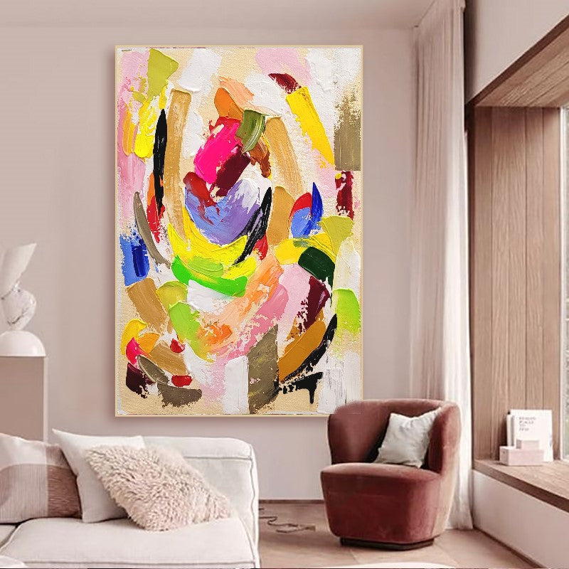 LARGE Modern Colorful Abstract Art, Impasto Oil Painting on Canvas, Handmade Art, Original Artwork