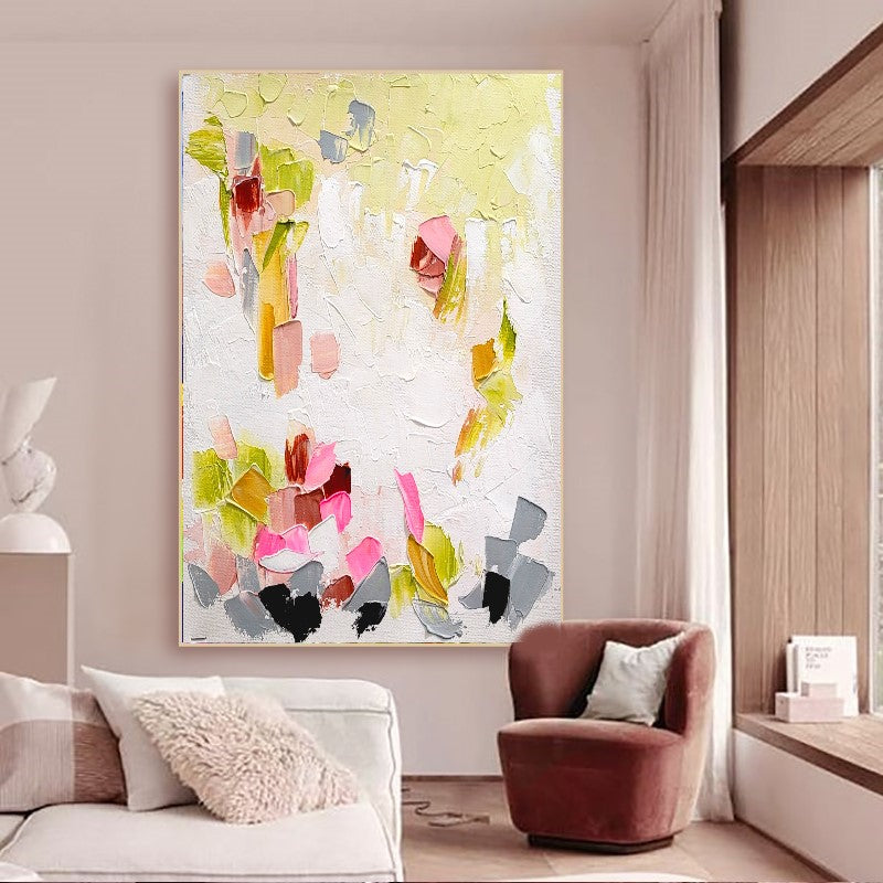 Modern Abstract Impasto Oil Painting on Canvas, Floral Art, Unique Handmade Art for Living room