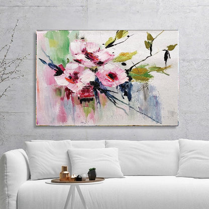 Large Impasto Textured Floral Oil Painting on Canvas - Original Artwork, Colorful Textured Wall Art