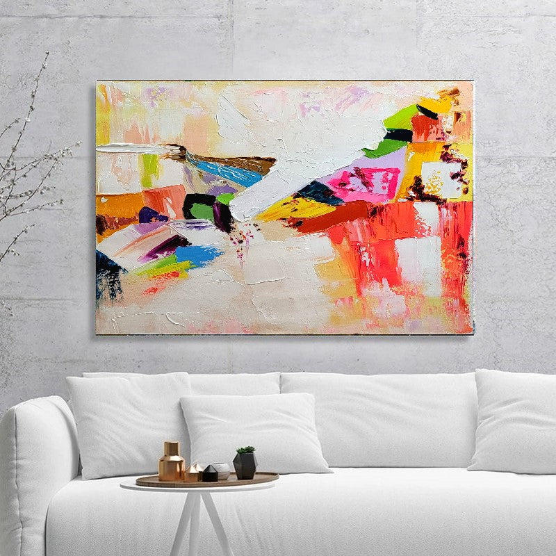 LARGE Modern Abstract Art, Colorful Impasto Oil Painting on Canvas, Vibrant Contemporary rt for Living room