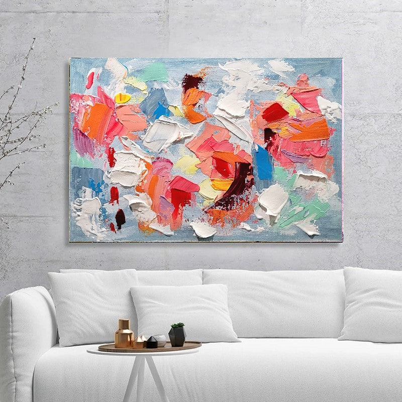 Colorful Chaos - Modern Abstract Impasto Acrylic Painting on Canvas, Vibrant Color Textured Wall Art