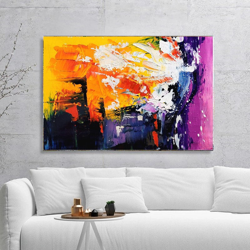 Radiant Explosion - Large Modern Abstract Impasto Acrylic Painting on Canvas, Colorful Textured Wall Art