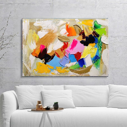 Modern Abstract Impasto Oil Painting on Canvas, Colorful Contemporary Art for Living room