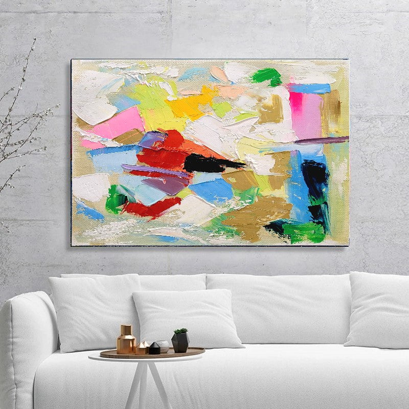 LARGE Abstract Impasto Oil Painting on Canvas, Vibrant Modern Wall Art for Living room