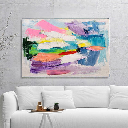 LARGE Pastel Colors Art, Abstract Impasto Oil Painting on Canvas, Modern Wall Art for Living room