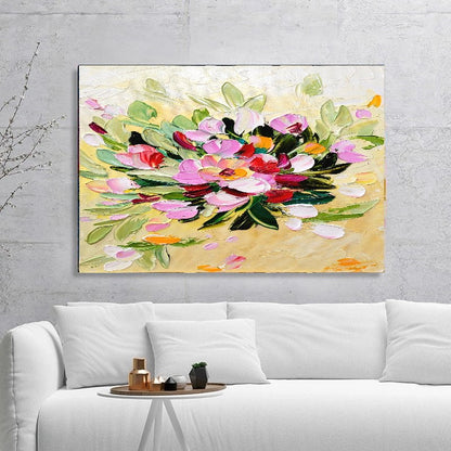 LARGE Floral Impasto Oil Painting on Canvas, Textured Abstract Flowers, Colorful Modern Wall Art Decor