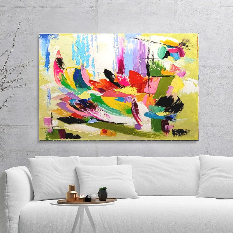 Vibrant Abstract Impasto Oil Painting on Canvas - Modern Textured Artwork - Original Handmade for Living room