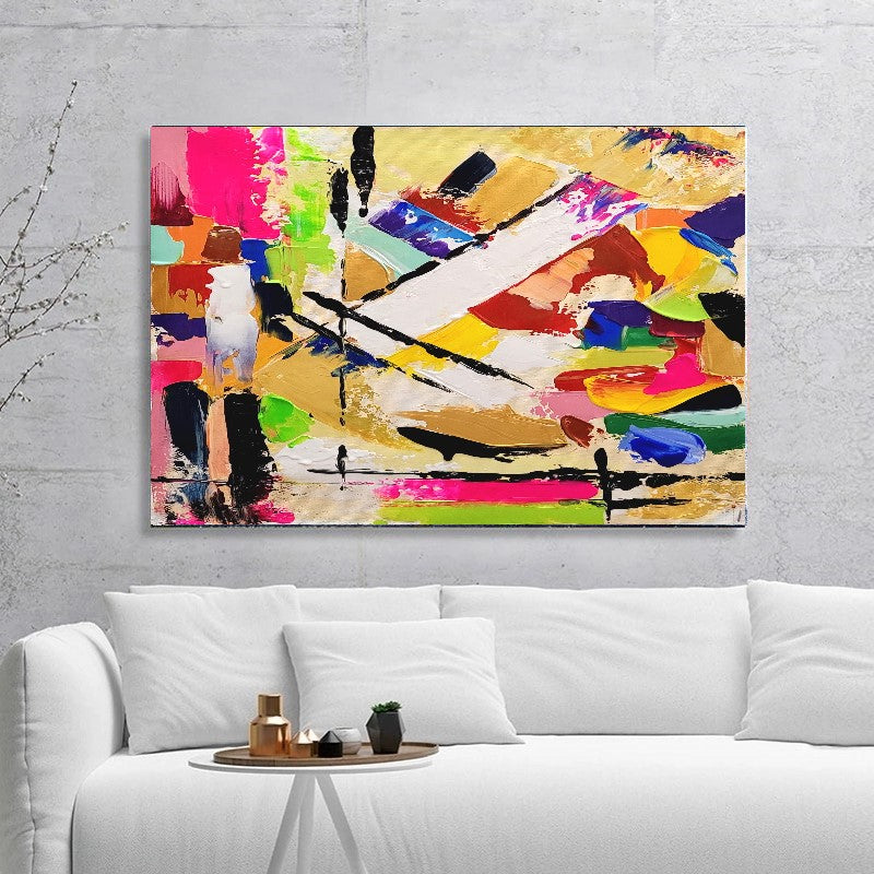 Large Abstract Paintings for living room, Impasto Oil Painting on Canvas, Colorful Modern Wall Art, Unique Painting