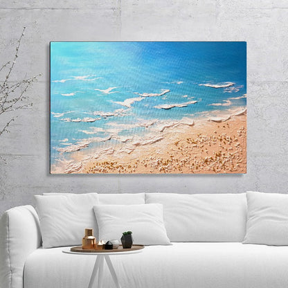 LARGE Modern Textured Wall Art, Seashore Art, Acrylic Painting on Canvas for Bedroom, Living room