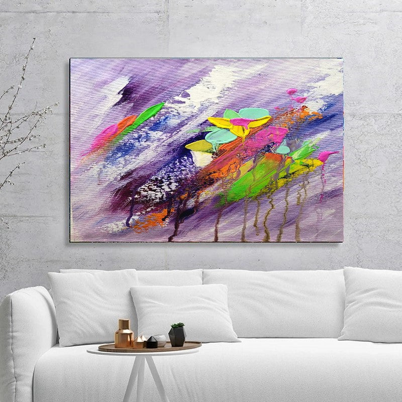 Moden Abstract Art, Floral Acrylic Painting on Canvas for living room