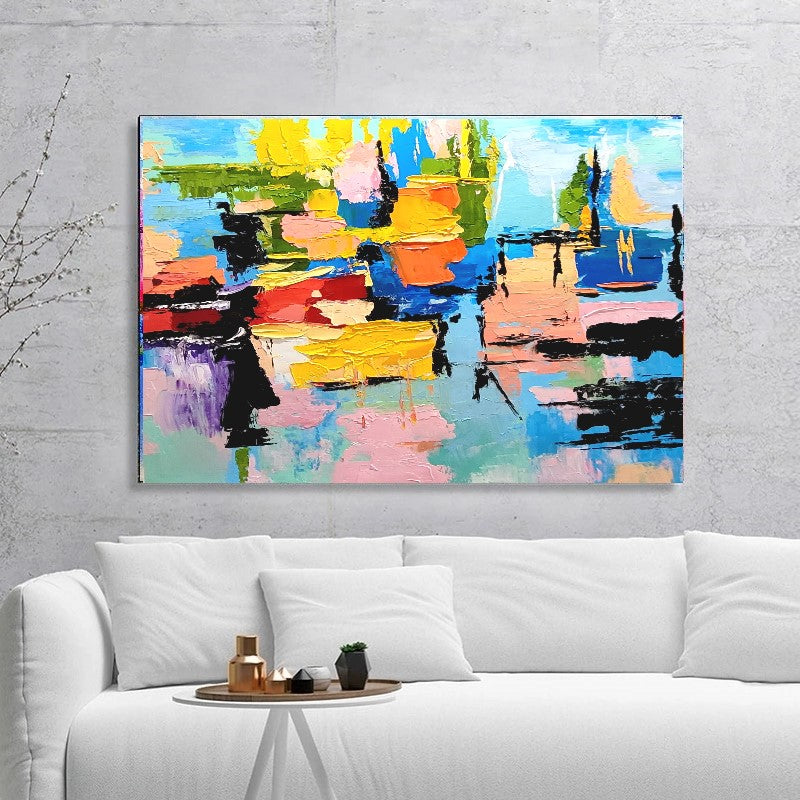 Large Abstract Paintings for living room, Impasto Oil Painting on Canvas, Colorful Modern Wall Art, Unique Painting