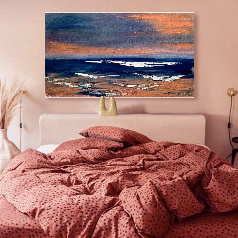 LARGE Abstract Seascape Impasto Oil Painting on Canvas, Modern Wall Art for Living room