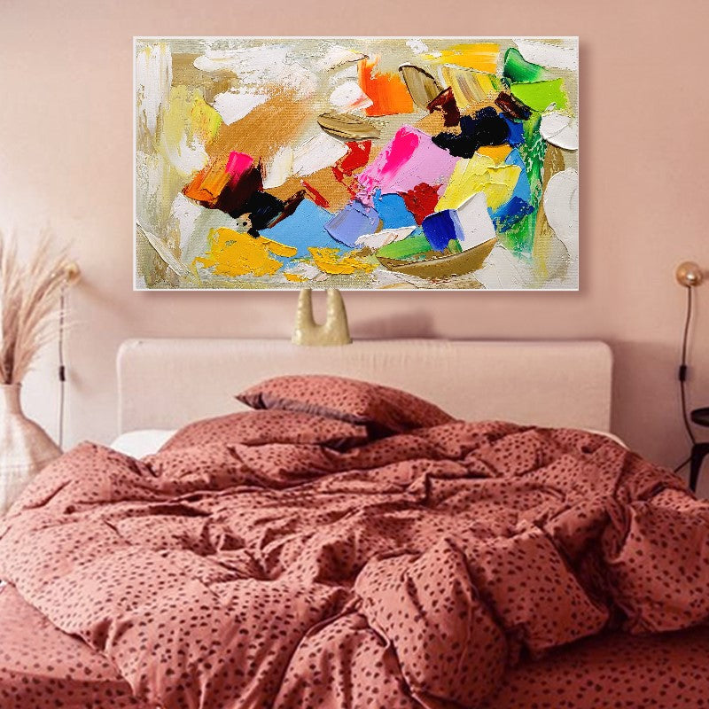 Modern Abstract Impasto Oil Painting on Canvas, Colorful Contemporary Art for Living room