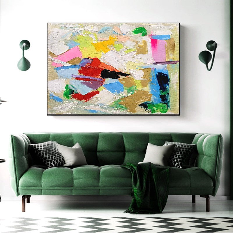 LARGE Abstract Impasto Oil Painting on Canvas, Vibrant Modern Wall Art for Living room