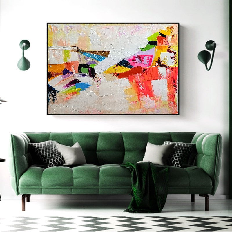 LARGE Modern Abstract Art, Colorful Impasto Oil Painting on Canvas, Vibrant Contemporary rt for Living room