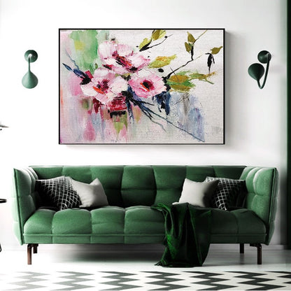 Large Impasto Textured Floral Oil Painting on Canvas - Original Artwork, Colorful Textured Wall Art