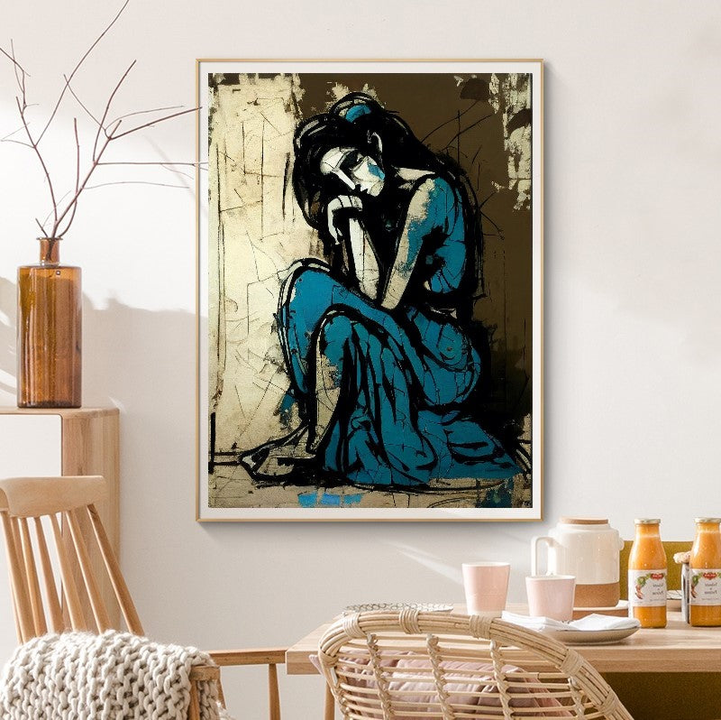 Large Stretched Printed Canvas - Sad Woman - Painting by Picasso - Abstract Modern Wall Art Print