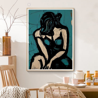 Abstract Sad Woman, Picasso Art - Large Modern Wall Art Print on Canvas {{ shop_name }}Prints abstract peoples abstract woman art collection black and blue canvas print canvas wall art digital print female figure geometric design giclée prints large canvas print love and frendship minimalist art modern interiors movie painting nude figure peoples painting picasso painting pop art print portrait art print on canvas ready to hang canvas sophisticated decor stretched canvas art wall art prints